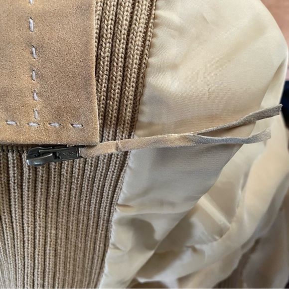 NEIMAN MARCUS New Frontier SIZE L  SUEDE PANEL ZIP UP SWEATER JACKET - Picture 6 of 6